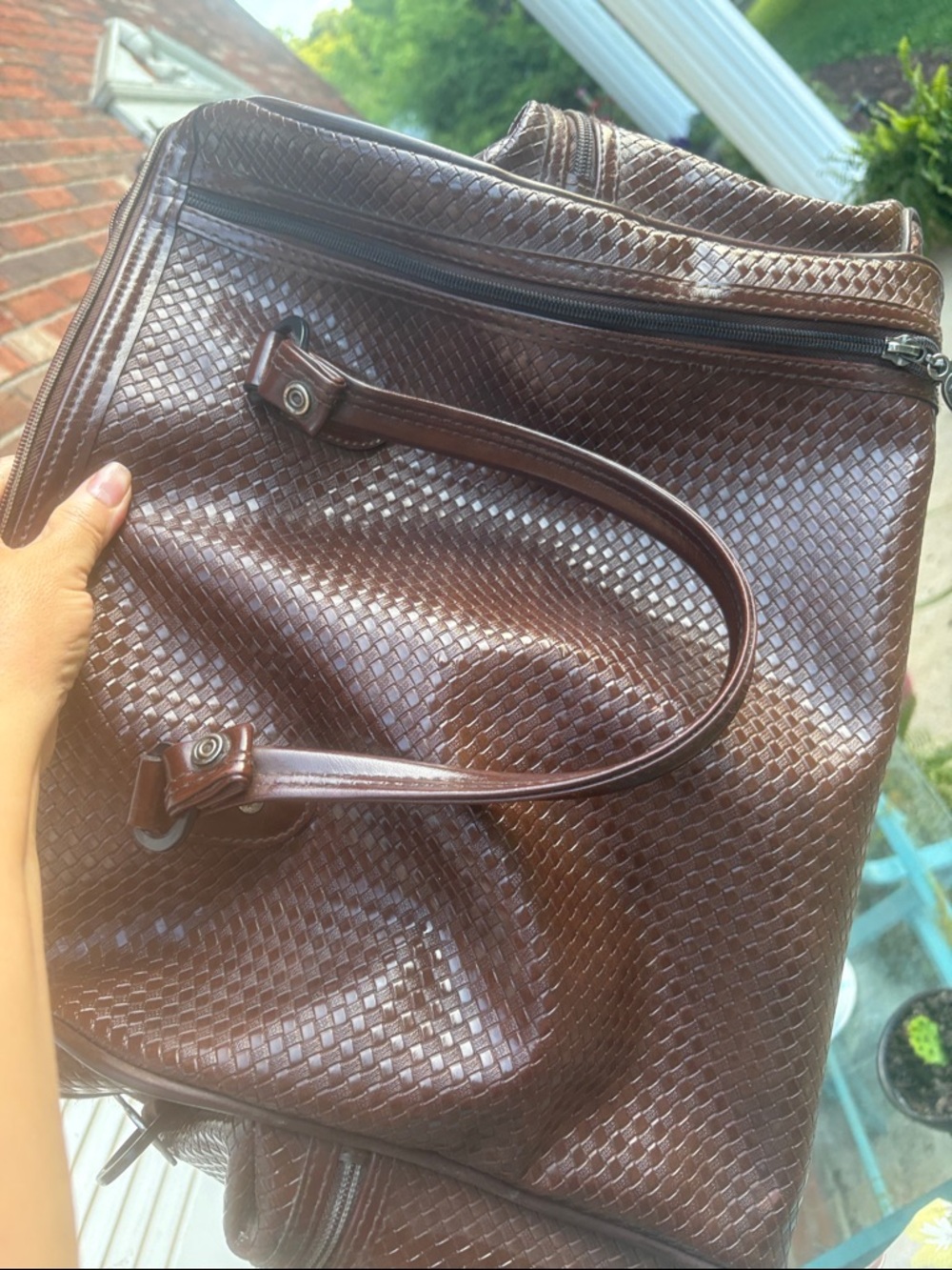 Ricardo Brown Woven Leather Weekender Bag vintage luggage. - Picture 7 of 8